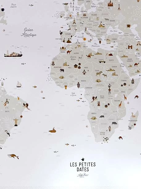 Affiche Carte Du Monde LES PETITES DATES Marron Imprimé - Les Petites Dates – Image 4