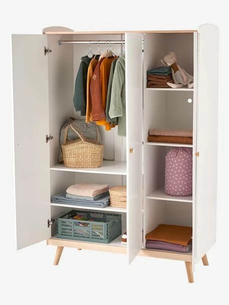Armoire 3 Portes LIGNE CONFETTI Blanc/bois - Vertbaudet – Image 2