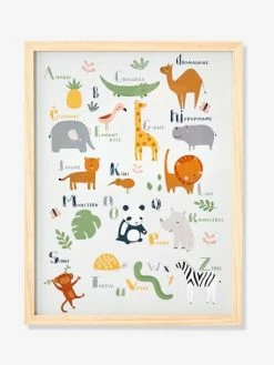 Cadre + Affiche Abécédaire Jungle Multicolore - Vertbaudet