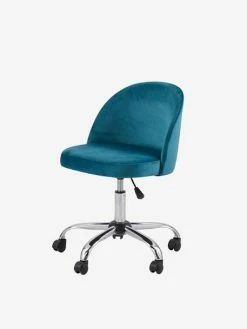 Chaise De Bureau Ă Roulettes Enfant En Velours Bleu/vert - Vertbaudet