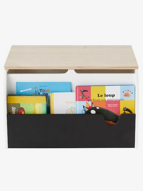 Coffre à Livres Et Jouets LIGNE SCHOOL Blanc - Bois - Ardoise - Vertbaudet – Image 4