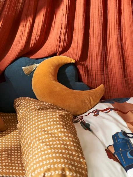 Coussin Lune En Velours EDEN INDIA Ocre - Vertbaudet – Image 3