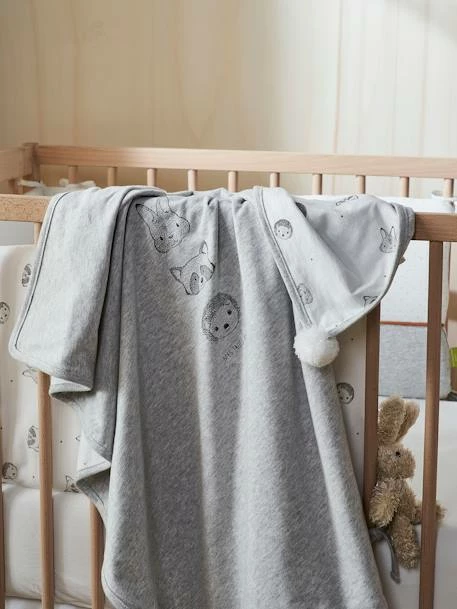 Couverture Bébé En Maille Jersey Coton Bio* MINI COMPAGNIE écru / Gris Chiné - Vertbaudet – Image 2