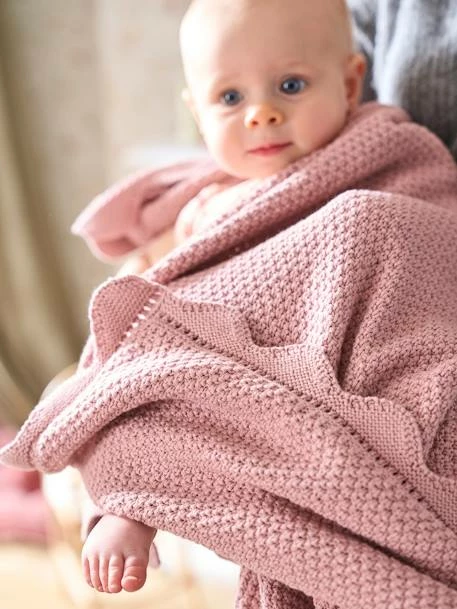 Couverture Bébé Tricot Point De Riz En Coton Rose - Vertbaudet – Image 2