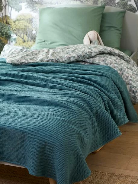 Couvre-lit Nid D'abeille Gaufrette Bleu Vert - Vertbaudet – Image 3
