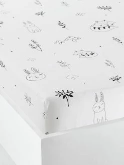 Drap Housse Bébé FORET MAGIQUE Blanc / Noir - Vertbaudet