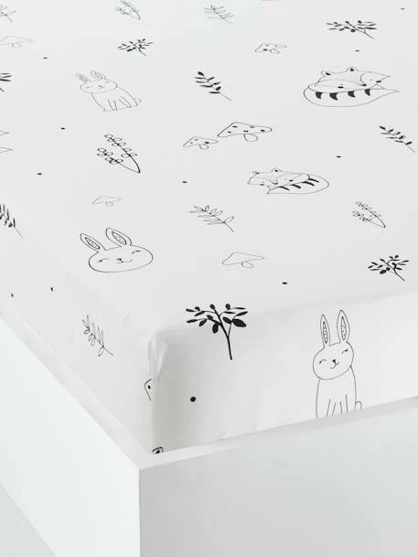 Drap Housse Bébé FORET MAGIQUE Blanc / Noir - Vertbaudet