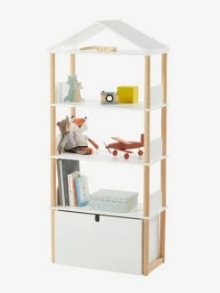 Etagère Bibliothèque "maison" LIGNE WOODY Blanc/bois - Vertbaudet