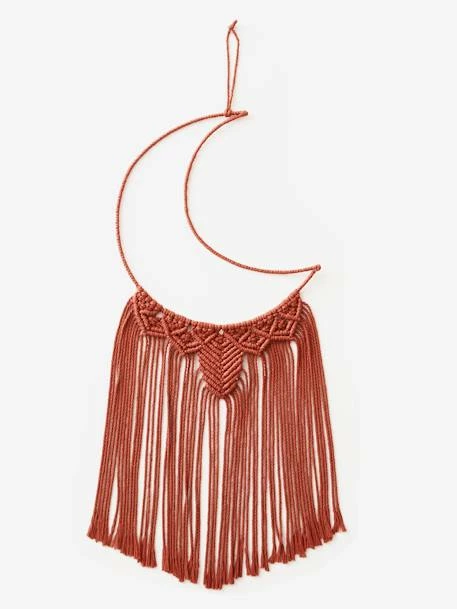 Grand Attrape-rêves Lune En Macramé Terracotta - Vertbaudet