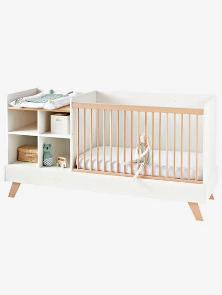 Lit Combiné 4 En 1 évolutif Avec Rangements Et Table à Langer COMBINID Blanc / Bois - Vertbaudet – Image 2