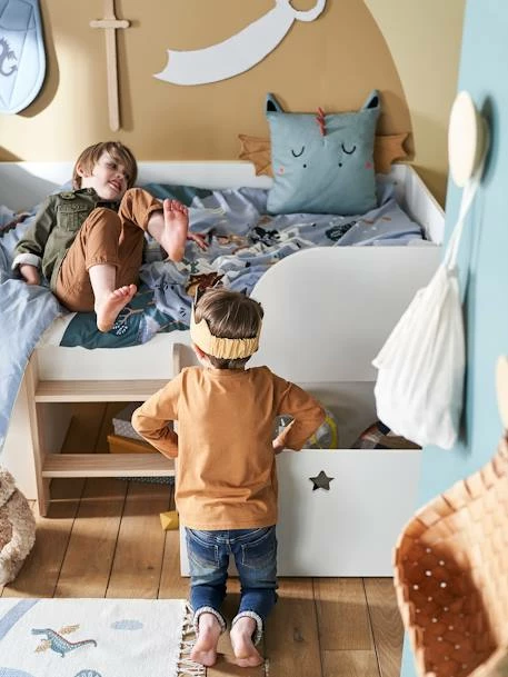 Lit En Hauteur Avec Rangements GRANDE OURSE Blanc / Bois - Vertbaudet – Image 6