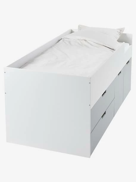 Lit Enfant Mi-hauteur XL Avec Rangements LIGNE PASSE-PASSE Blanc - Gris - Vertbaudet 3 Lit Enfant Mi-hauteur XL Avec Rangements LIGNE PASSE-PASSE Blanc - Gris - Vertbaudet
