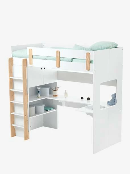 Lit Mezzanine Avec Bureau Et Rangement LIGNE EVEREST Kaki - Vertbaudet