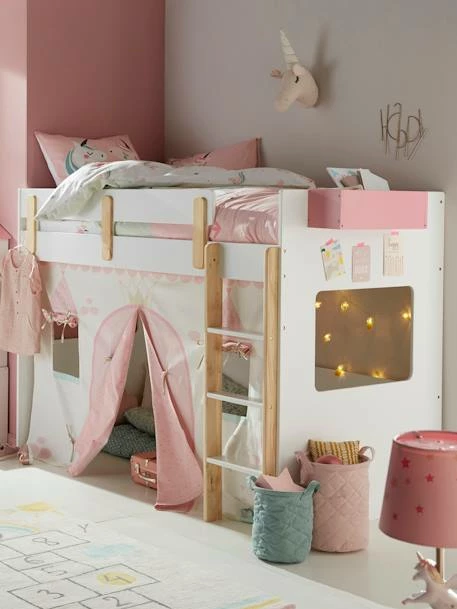 Lit Mezzanine Mi-hauteur Enfant LIGNE EVEREST Blanc/bois - Vertbaudet 4 Lit Mezzanine Mi-hauteur Enfant LIGNE EVEREST Blanc/bois - Vertbaudet – Image 2