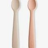 Lot De 2 Cuillères 1er âge MUSHIE En Silicone Beige + Vert - Mushie -Philips boutique lot de 2 cuilleres 1er age mushie en silicone