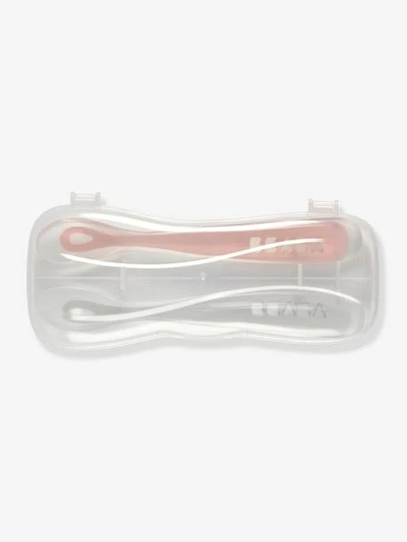 Lot De 2 Cuillères Ergonomiques D'apprentissage + Boîte De Transport BEABA Rose/gris - Beaba – Image 2