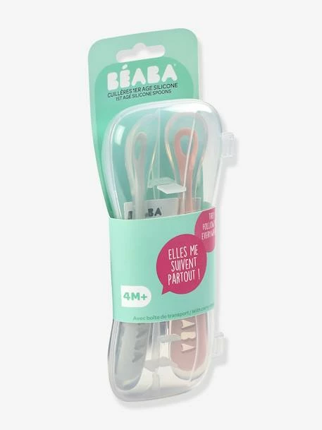 Lot De 2 Cuillères Ergonomiques D'apprentissage + Boîte De Transport BEABA Rose/gris - Beaba – Image 3