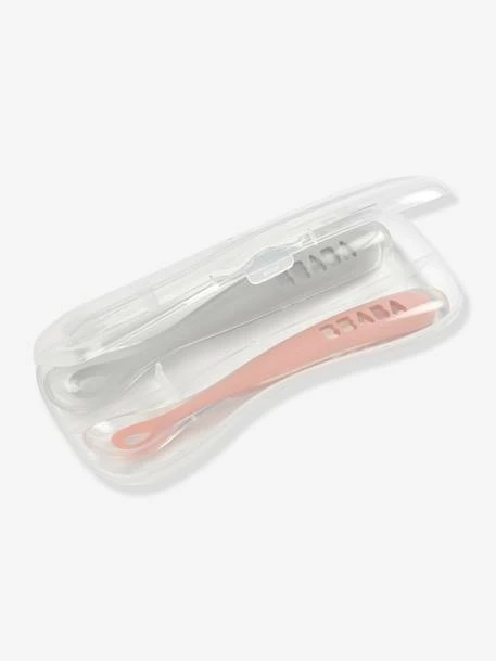 Lot De 2 Cuillères Ergonomiques D'apprentissage + Boîte De Transport BEABA Rose/gris - Beaba – Image 4