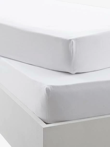 Lot De 2 Draps-housses Bébé BIO COLLECTION Blanc - Vertbaudet