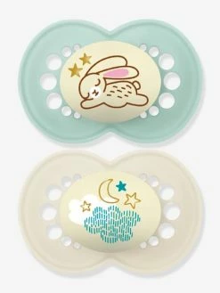 Lot De 2 Sucettes En Silicone MAM Nuit 18+ Vert + Bleu - Mam