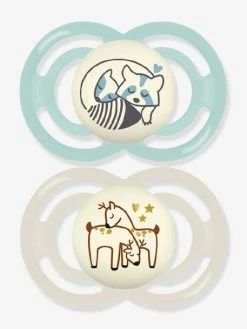 Lot De 2 Sucettes En Silicone MAM Perfect Nuit 6+ Vert + Beige - Mam