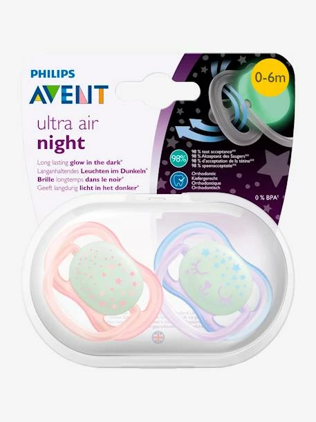 Lot De 2 Sucettes Nuit Ultra Air Night 1er âge Philips AVENT Bleu - Philips Avent – Image 2