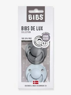 Lot De 2 Sucettes-tétines BIBS De Lux En Silicone Gris Fer + Bleu Layette - Bibs