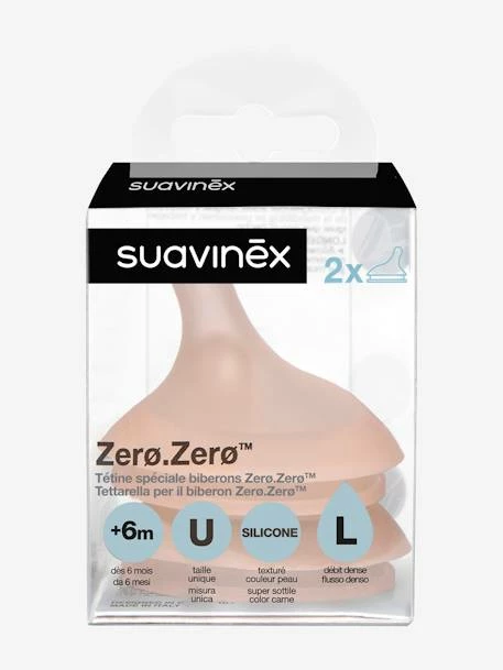 Lot De 2 Tétines Débit Rapide (L) Pour Biberon Zerø.Zerø SUAVINEX Peau - Suavinex – Image 2