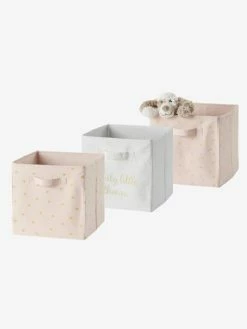 Lot De 3 Bacs De Rangement Lovely Rose Poudré Imprimé - Vertbaudet