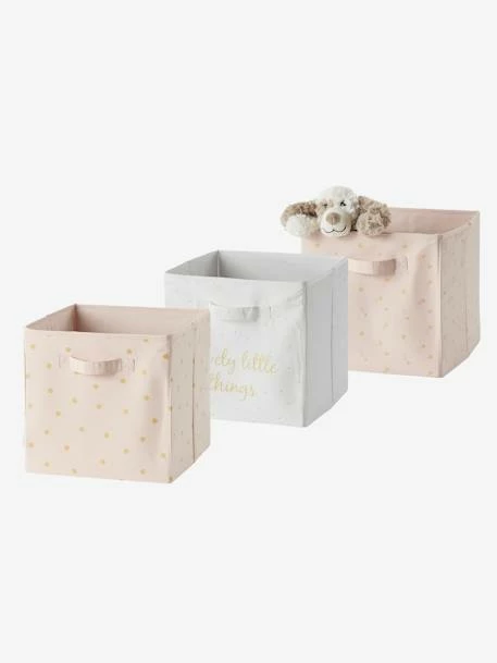 Lot De 3 Bacs De Rangement Lovely Rose Poudré Imprimé - Vertbaudet