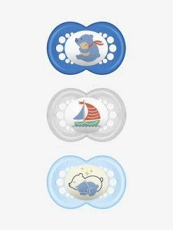 Lot De 3 Sucettes En Silicone MAM 18M+ : 2 Original + 1 Nuit Lot Gris Motifs Phoques - Mam