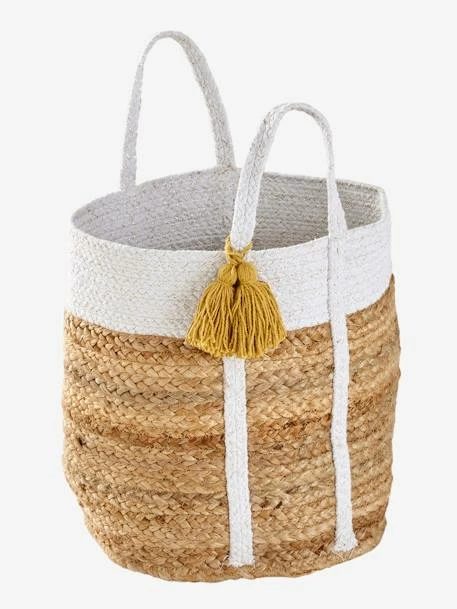 Panier En Jute Avec Fils Lurex Marguerite Blanc - Vertbaudet