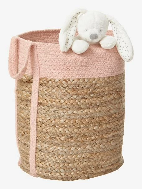 Panier En Jute Bicolore Calla Osier/rose - Vertbaudet