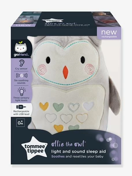 Peluche Aide Au Sommeil Rechargeable TOMMEE TIPPEE Ollie La Chouette Gris Clair/blanc - Tommee Tippee – Image 2