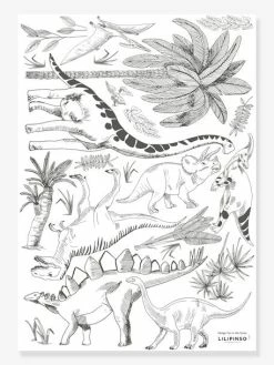 Planche De Stickers LILIPINSO - Dinosaures Et Végétaux Gris - Lilipinso