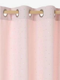 Rideau Occultant Etoiles D'argent Rose Imprimé étoiles - Vertbaudet