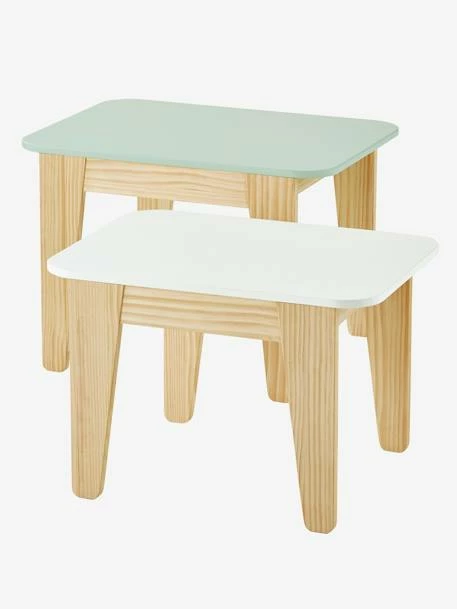 Tables Gigognes Gris Vert/bois + Blanc/bois - Vertbaudet – Image 3