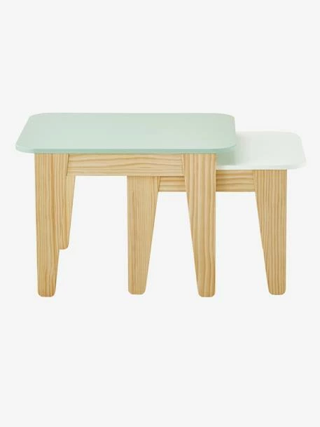 Tables Gigognes Gris Vert/bois + Blanc/bois - Vertbaudet – Image 4