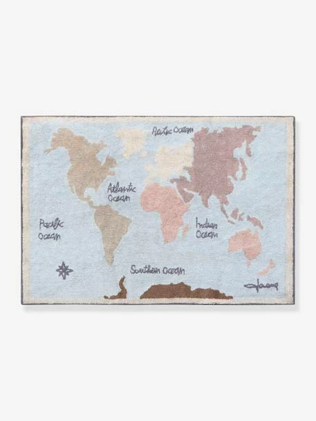 Tapis Coton Lavable Mappemonde LORENA CANALS Bleu Ciel - Lorena Canals