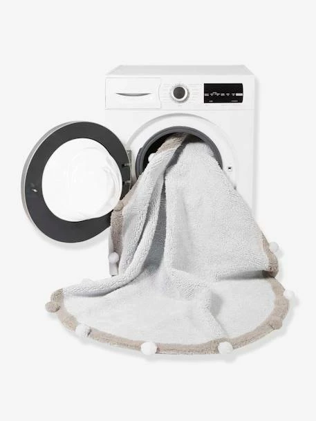 Tapis Coton Lavable Rond Avec Pompons LORENA CANALS Bleu Grisé - Lorena Canals – Image 5