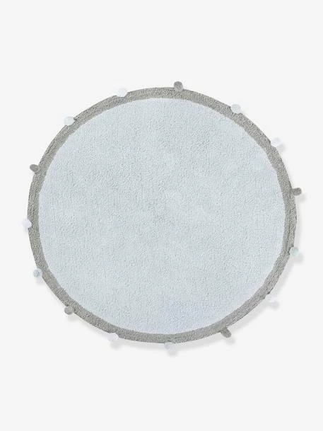Tapis Coton Lavable Rond Avec Pompons LORENA CANALS Bleu Grisé - Lorena Canals